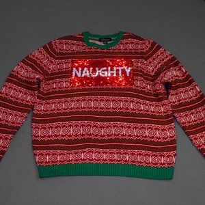 Naughty/Nice Sequined Christmas Sweater - Ugly Sweatshirt